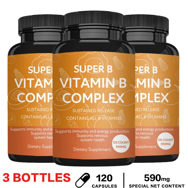 Vitamin B Complex Capsules - Replenish Energy, Relieve Stress, Improve Digestion, and Enhance Immunity