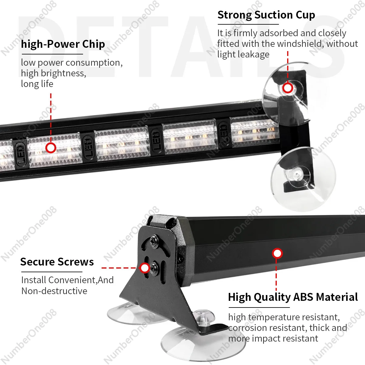 Car LED color-changing pole light, multi-functional strip warning light, construction vehicle roadblock