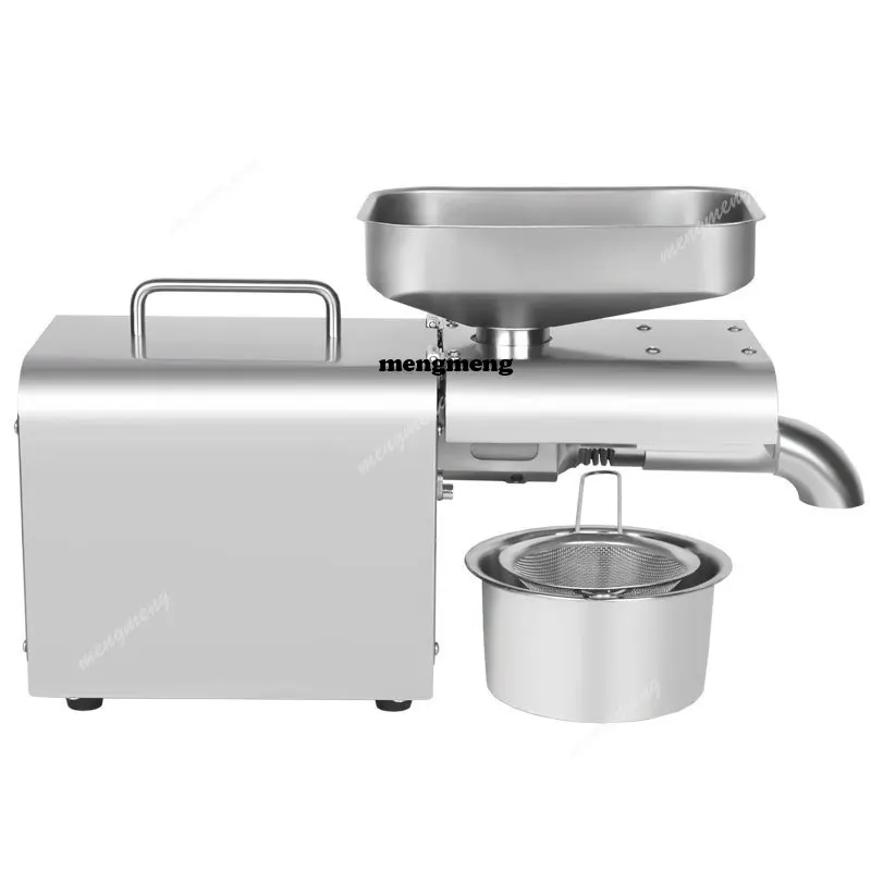 Upgraded Stainless Steel Oil Press Machine – Cold/Hot Press for Home Use 610W Motor, 6-8kg/h Output, Filter Included, for Peanut