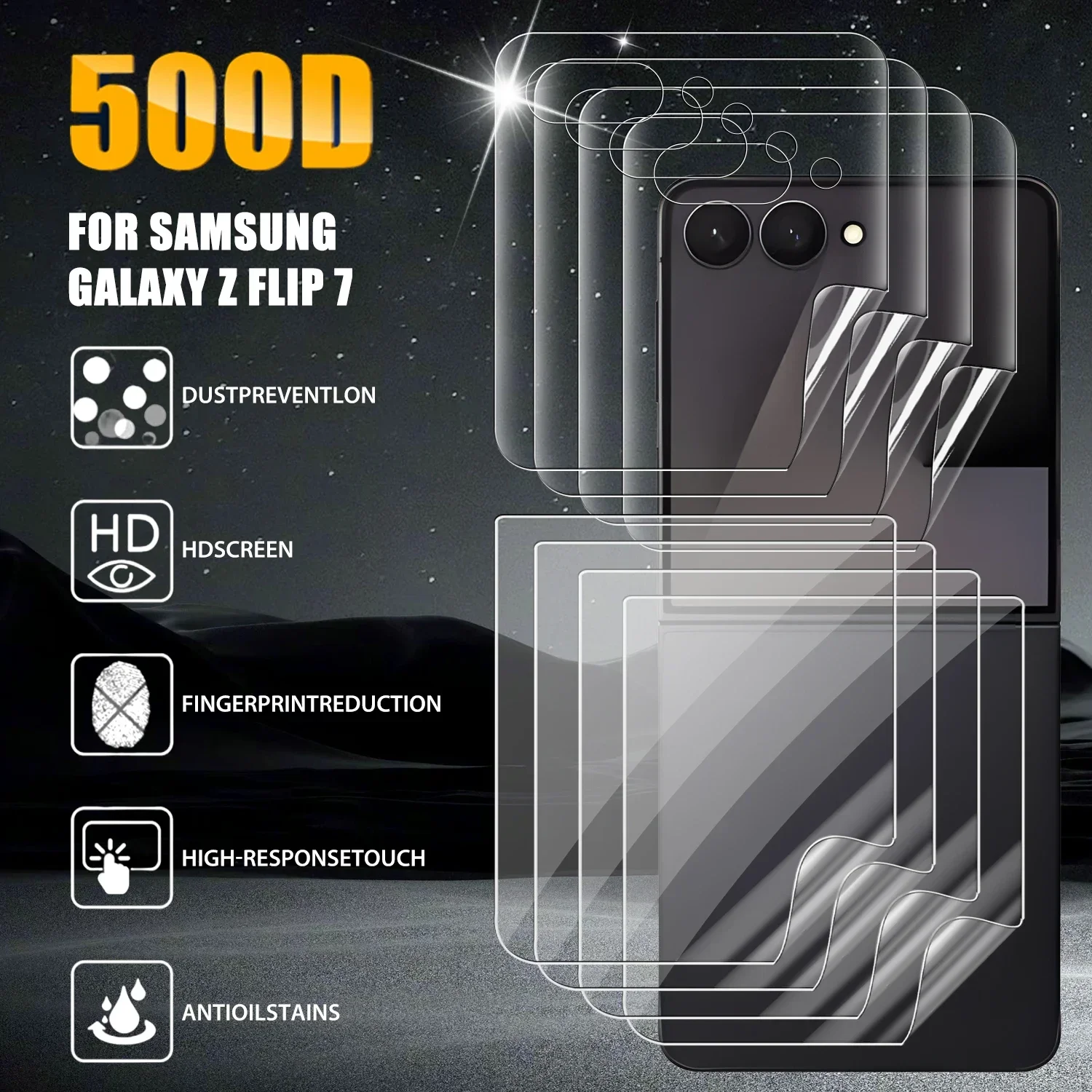 1 Satz Displayschutzfolie für Samsung Galaxy Z Flip 7 6 5 Full Cover HD Soft Protective Hydrogel Film für Galaxy ZFlip7 Anti-Scratch