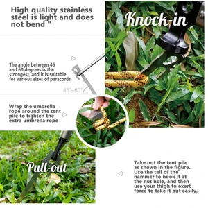 حصص خيمة التخييم من الفولاذ المقاوم للصدأ ، مظلة ، أوتاد خيمة ، مسمار أرضي للحديقة ، مظلات الشاطئ ، أرجوحة ، اكسسوارات الترامبولين ، 28 سم ، 6 قطع أفضل 6 أجهزة لسرقة Wifi للمبيعات - رقم 2