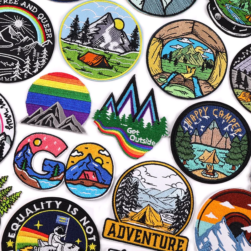 Wander Free And Queer Patch Mountain Camping/Adventure Patch Sew Embroidered Patches On Clothes Iron On Patches For Clothing DIY