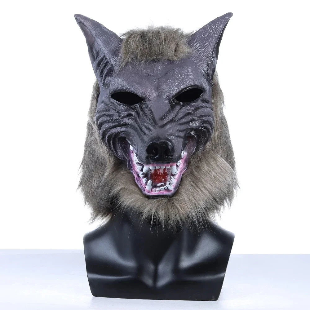 Werewolf Mask Realistic Wolves Cosplay Masques With Hair Latex Wolf Head Anime Halloween Costume Carnival Pary Masquerade Helmet