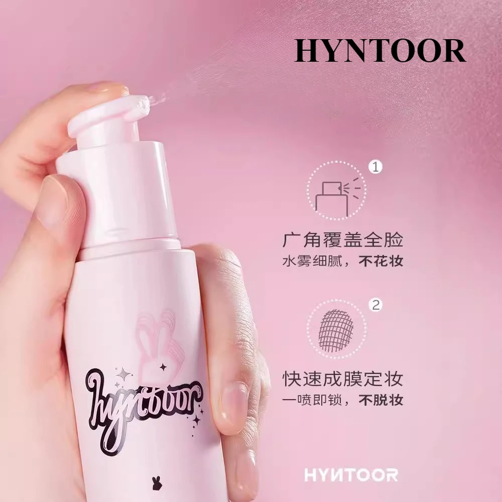 HYNTOOR Black Rabbit Makeup Spray Oil Control Waterproof Portable Matte Moisture Film Forming Bottle Long lasting Makeup