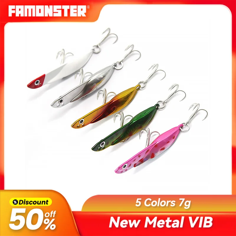 

Famonster Fishing Lure 7g9g14g19gVIB Metal Sinking Hard Cast Jig Spoon Wobble Vibration Artificial Tackle Pike Bass Winter Pesca