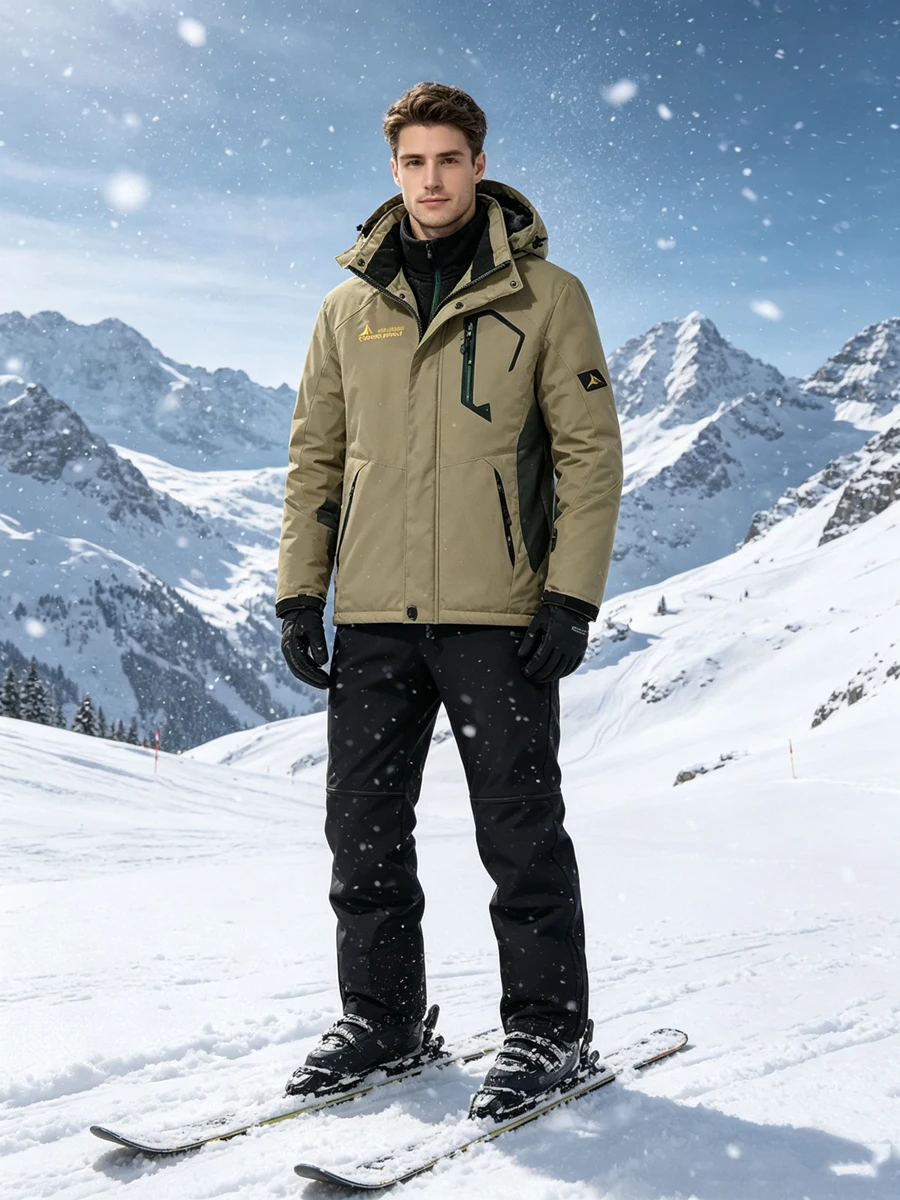 

Men's Winter Ski Suit Fleece Lined Waterproof Windproof Snow Jacket Pants Set Outdoor Snowboard Ski Outfit