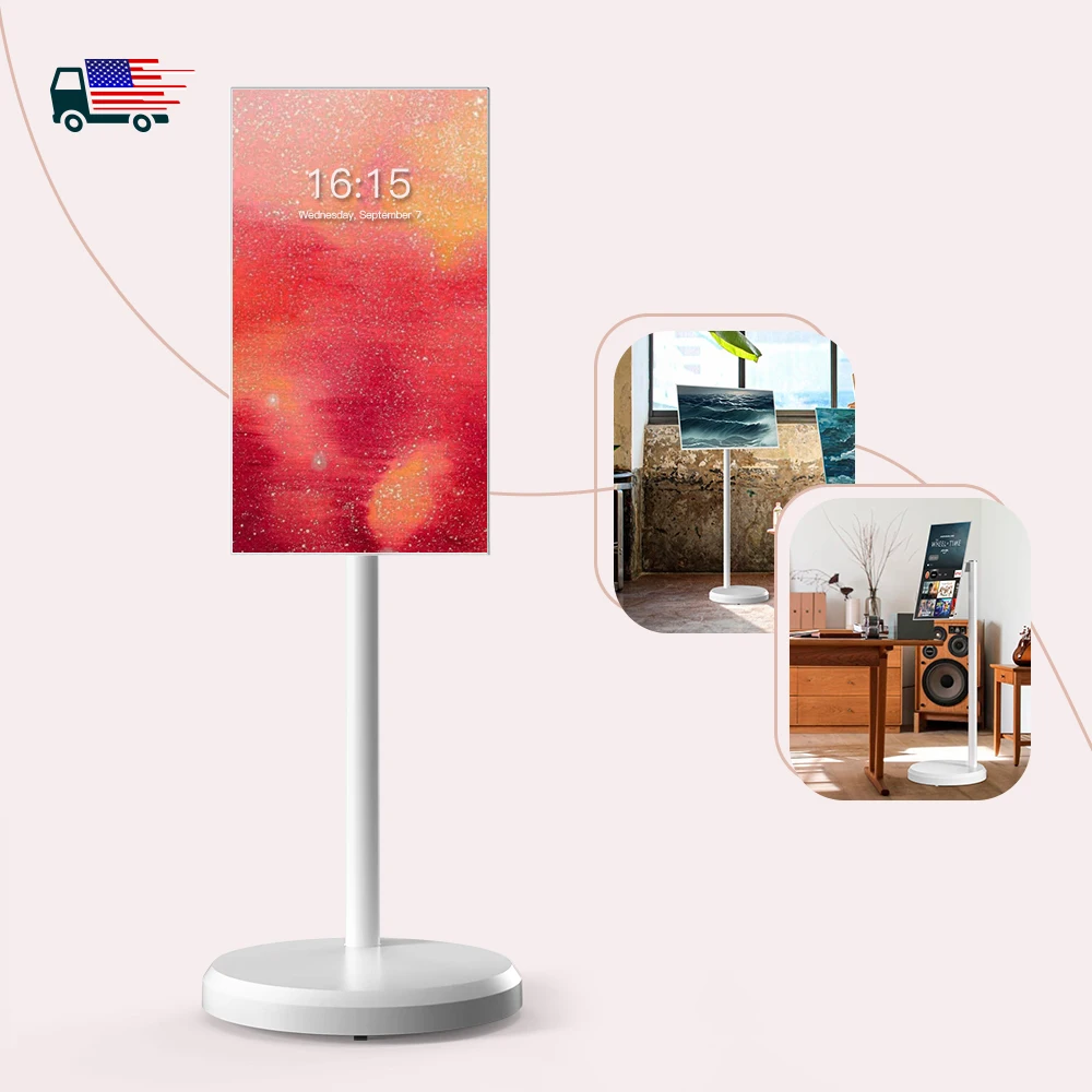 

Portable Tv on Wheels 21.5 Inch Touch Screen Monitor Portable Tv Rechargeable Lcd Smart TV Smart Display Lcd Monitors