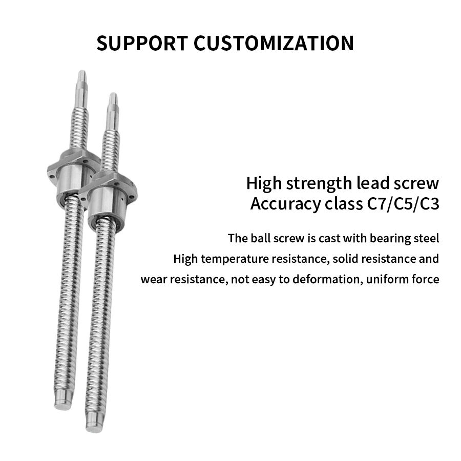Высокоточный шариковый винт с прямой гайкой и торцом без обработки SFE1616 SFE2020 SFE2525 SFE3232 SFE40 Длина 1200-2500 мм