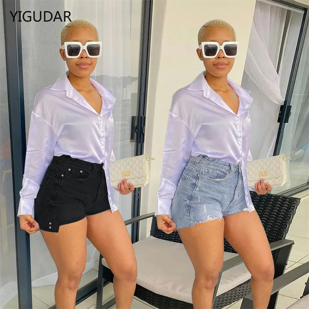 

2022 New Summer Women's Denim Shorts Casual Fashion Loose Hole Jeans Shorts With Pockets Cool Women Street Denim Booty Shorts