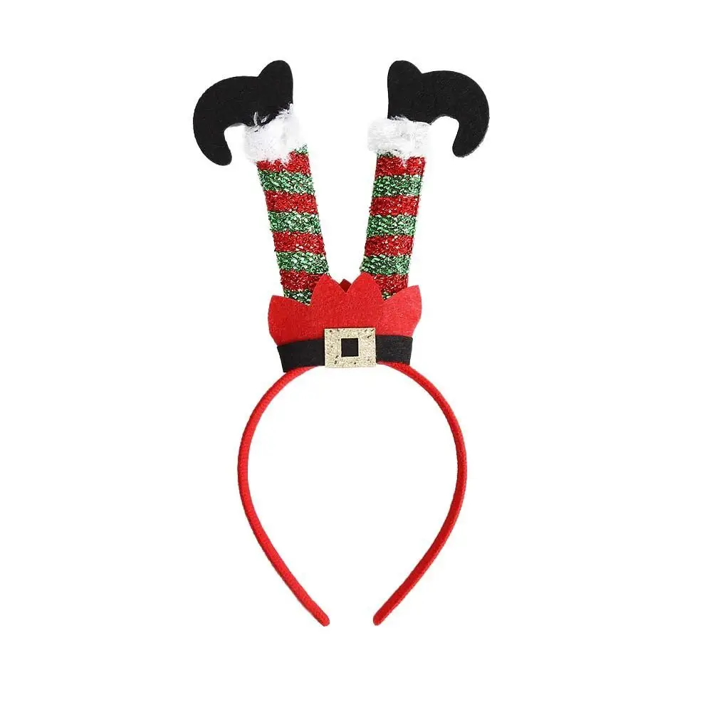 

Fashion Foolscap Christmas Hair Hoop Plaid Long Leg Santa Claus Headband Cartoon Plush Christmas Cap Hair Bands Children