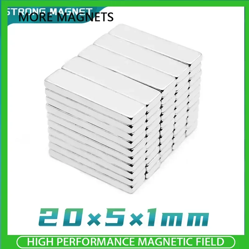 

50/100/200PCS 20x5x1mm Block Rare Earth Neodymium Magnet N35 Rectangular Strong Powerful Magnets