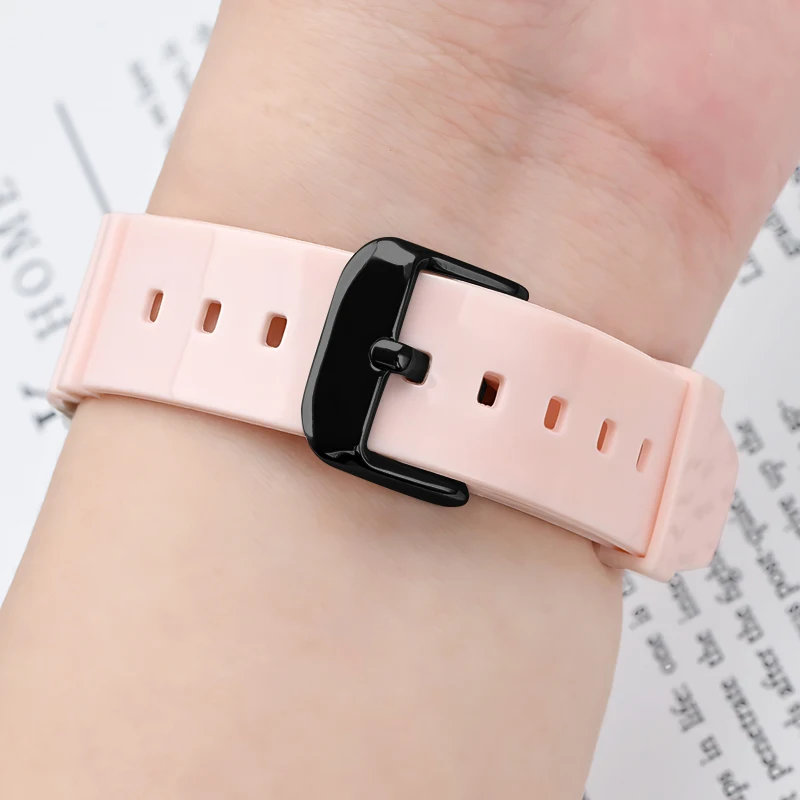 Resin Rubber Strap for Casio LRW-250H 200 LX-500H Women Glossy White Pink Convex Watch Band Waterproof Silicone Bracelet 12mm