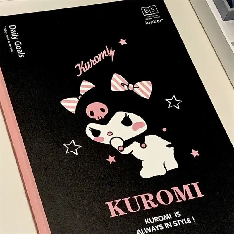 Sanrio Kuromi Cartoon Notebook B5 Grid Book Ins Girl Student Notepad Kawaii Diary Students Learning Tools Anime Gift for Kids