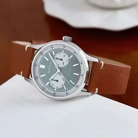 Milifortic Men Chronograph Watch Pilot 38mm Panda Quartz Wristwatch Sapphire Mirror BGW-9 Luminous 10Bar Waterproof VK64 Sport