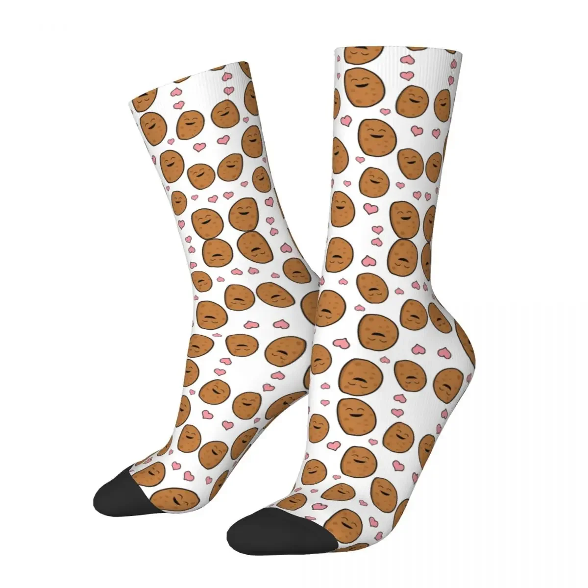 PotTag-Chaussettes longues absorbant la transpiration pour hommes et femmes, coeurs, cadeau de pomme de terre drôle, bas toutes saisons, cadeau d'anniversaire