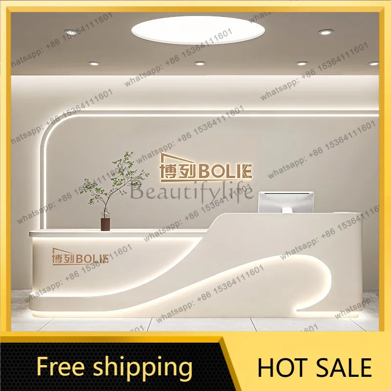 PG Storage Luxury Reception Desk Modern Display Salon Beauty Reception Desk Italian Nordic Escrivaninha Commercial Furniture