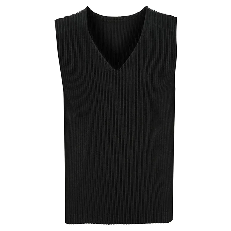 ISSEY Premium Design Ruffled Base Layer Shirt V-Neck Blouse Jacket Men