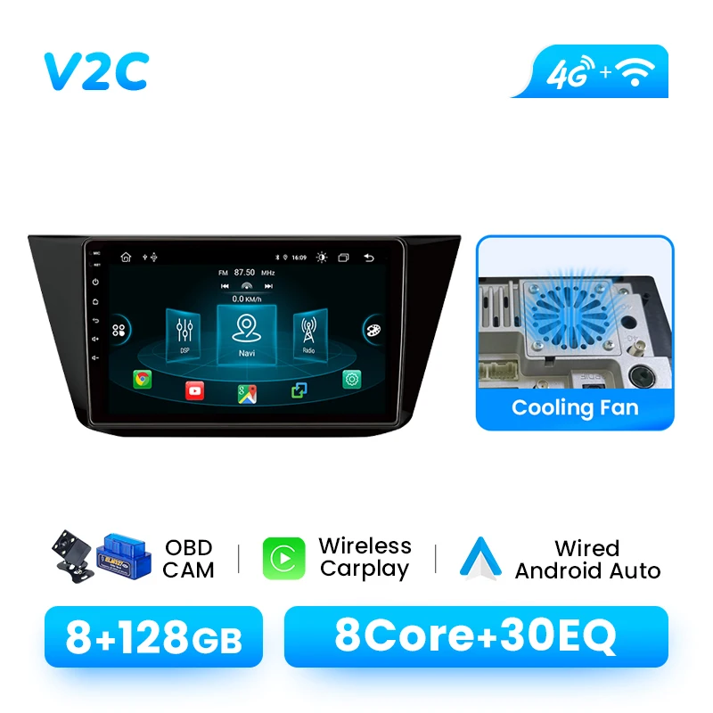 Draadloze CarPlay Autoradio Speler Voor Volkswagen Tiguan 2 Mk 2016 2017 2018 2019 Android 14 Multimedia GPS 4G Wifi DSP IPS 2 Din