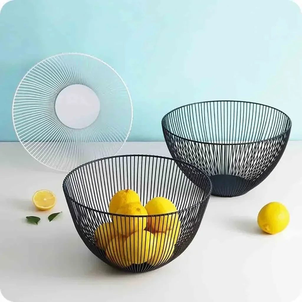 Household Tools Storage Basket Black Table Decor Metal Candy Dish Kitchen Fruit Bowl Food Baskets Iron Vegetable Home Holder