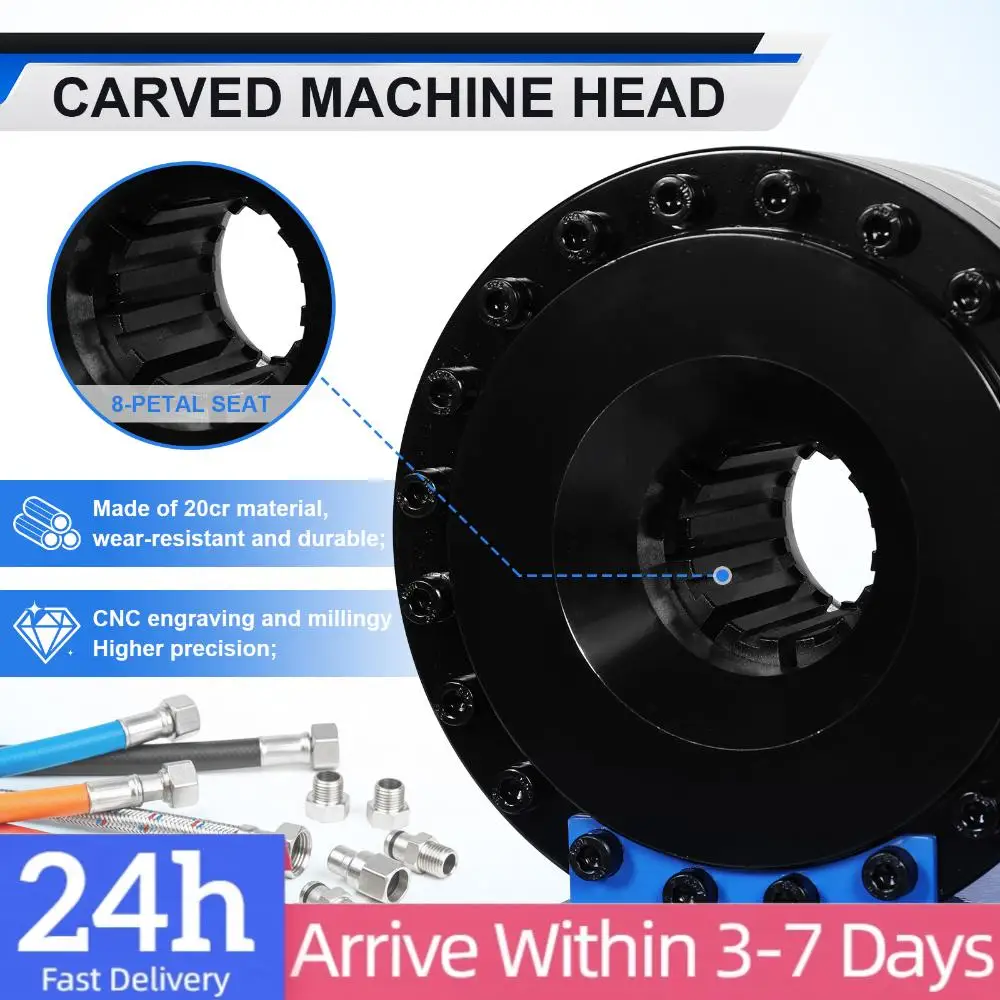 

Portable Hydraulic Hose Crimper With 8 Sets Dies 0.24-1.1 Inch Crimping Range 2000KN High Pressures for Automotive Industrial