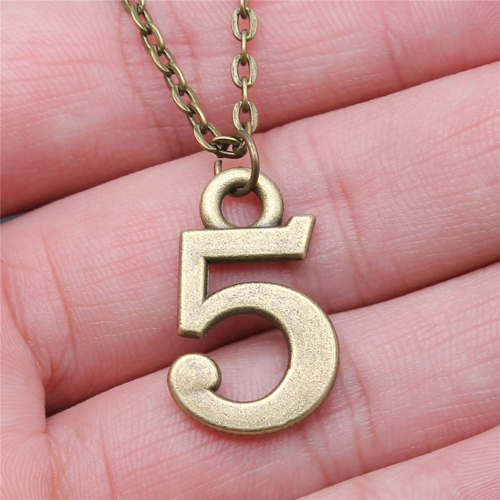 Vintage Antique Bronze Color Plated Lucky Number 0 1 2 3 4 5 6 7 8 9 0~9 Pendant Necklace