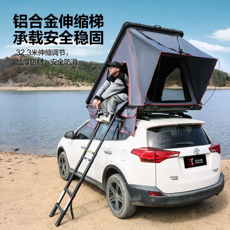 

210X132X150CM Roof Tent SUV Aluminum Alloy Triangle Hard Shell Folding Outdoor Camping Two-person Road Trip Car Tent