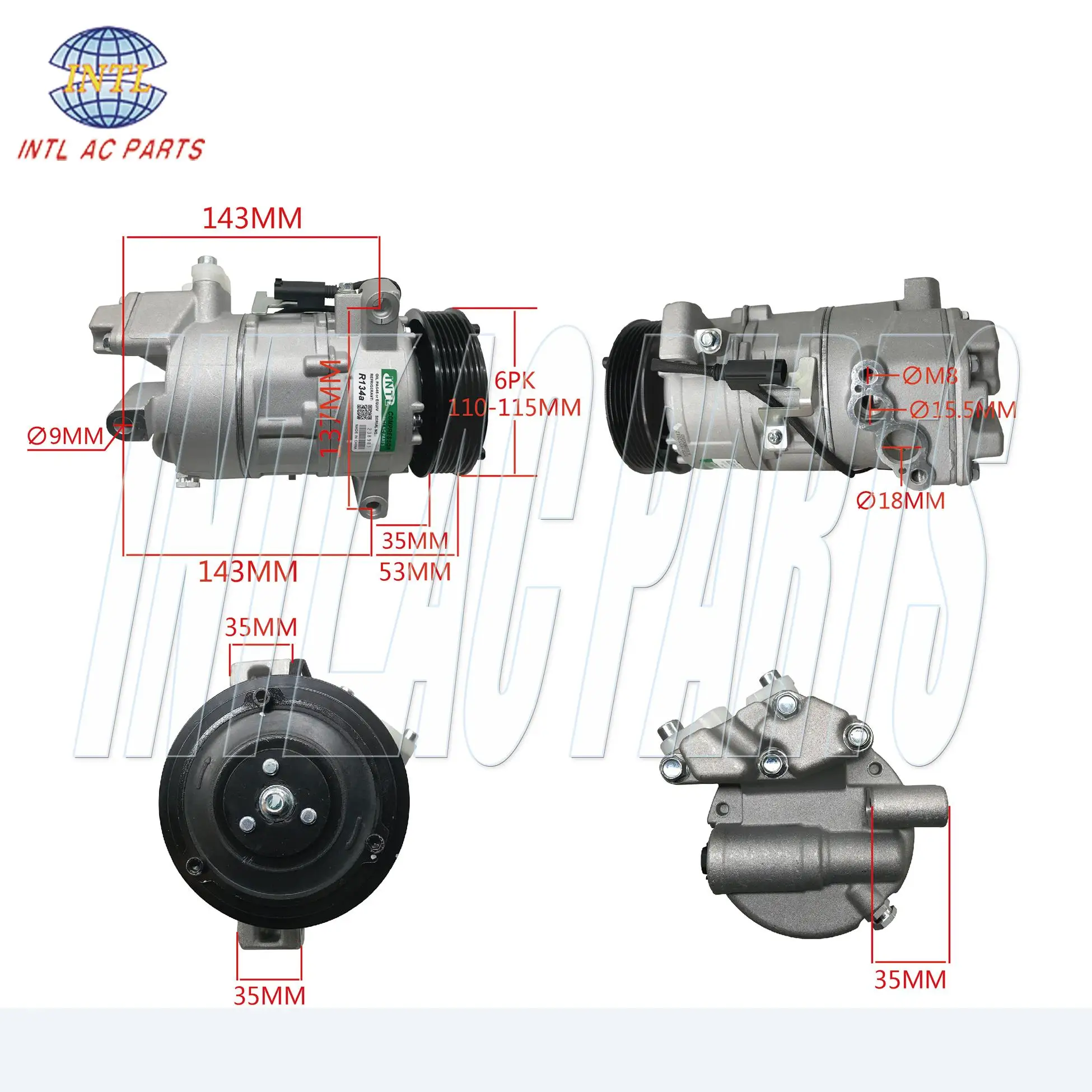

A4101541A023 64526915380 64529145351 64529156821 Calsonic CSE613 ac compressor for BMW 1 E81 E82 E88/ 3 E90 E91 E92 E93/ X1 E84