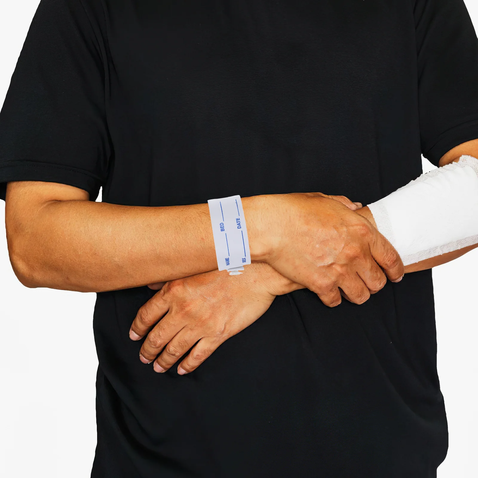 100 peças pulseira de identidade pvc ajustável bandas de identificação de paciente para uso hospitalar pulseiras descartáveis à prova d'água para adultos