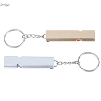 Random Color Alloy Aluminum Emergency Survival Whistle Outdoor Camping Hiking Tool W/Keychain 5.5cm X 1.5cm X 0.8cm