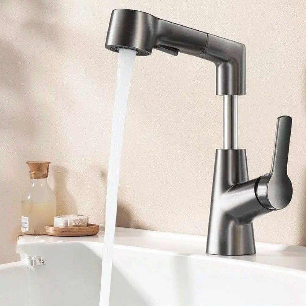 Pull Out Bathroom Sink Faucet Modern Brass Basin Mixer Tap For For Jiurong Washbasin Hot Cold Water Liftable Faucet Unit