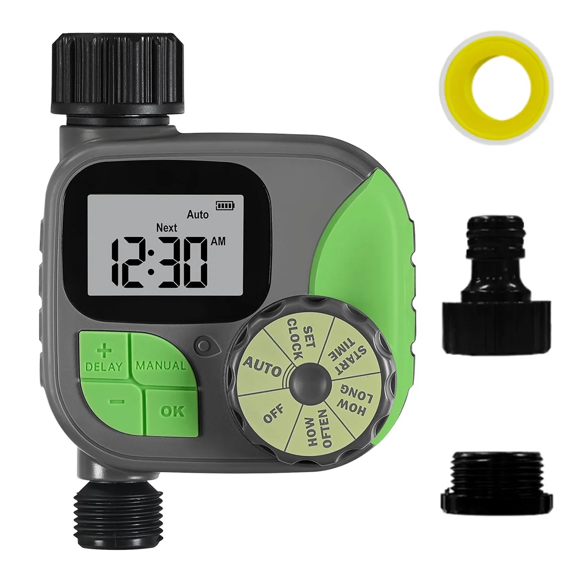 Sprinkler Timer Outdoor, Programmable Water Timer for Garden Hose, Waterproof Hose Timer with Rain Delay/Manual A