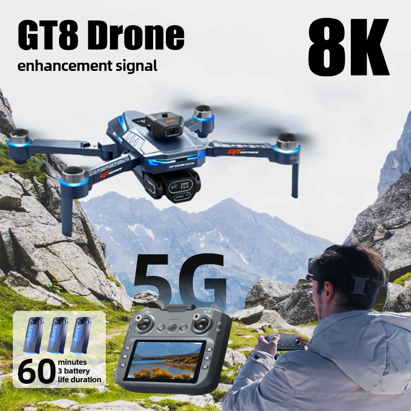 For Xiaomi GT8 Drone 8K Professional 4K HD Camera 5G Brushless Motor Aerial Photography Optical Flow with screen RC Quadcopter