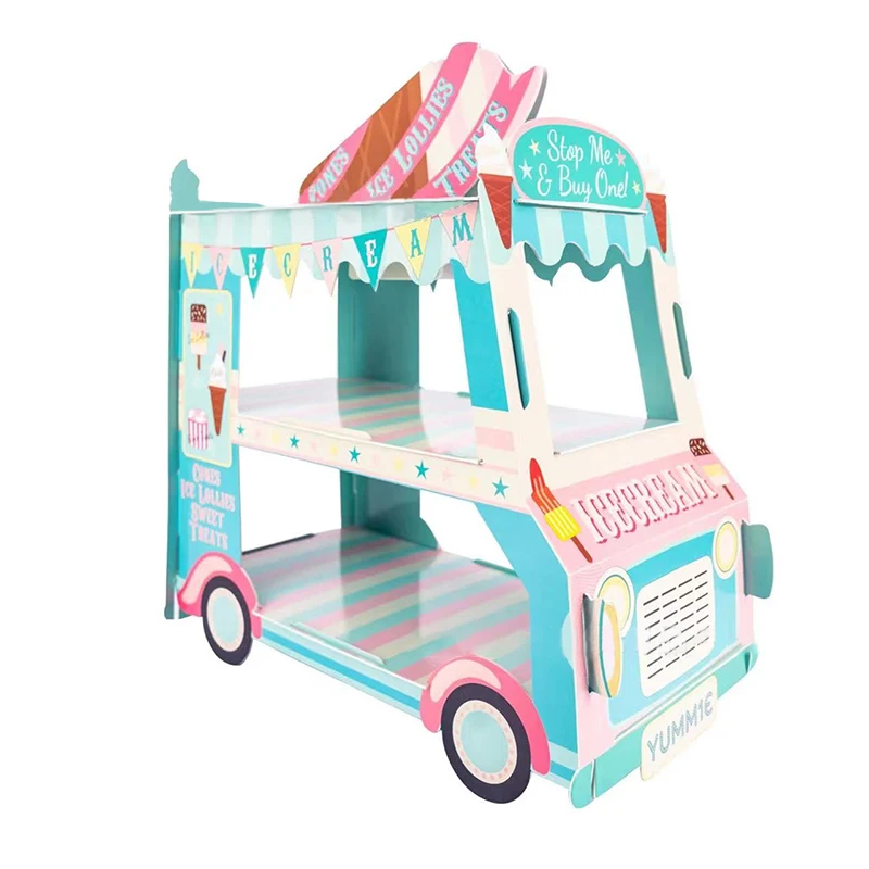 Dessert Table Birthday Ice Cream Holder Display Ice Cream Truck Ice Cream Car Bus Cake Stand Cake Cupcake Stand Bus Cupcake