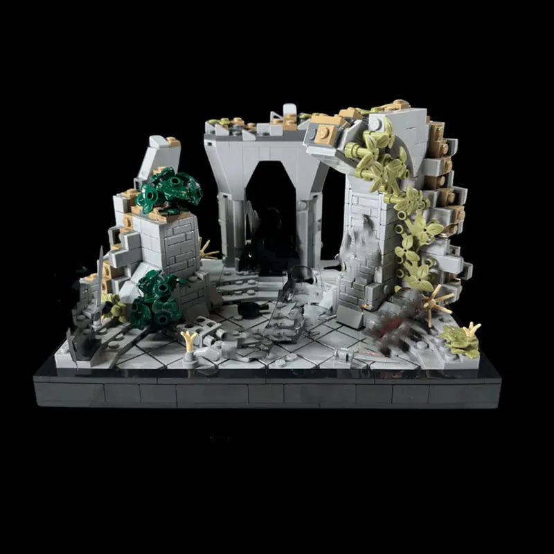 MOC 1000pcs Small Particle Building Blocks Medieval Ruins, Ancient Castle Ruins Building Block Model Toy Ornament