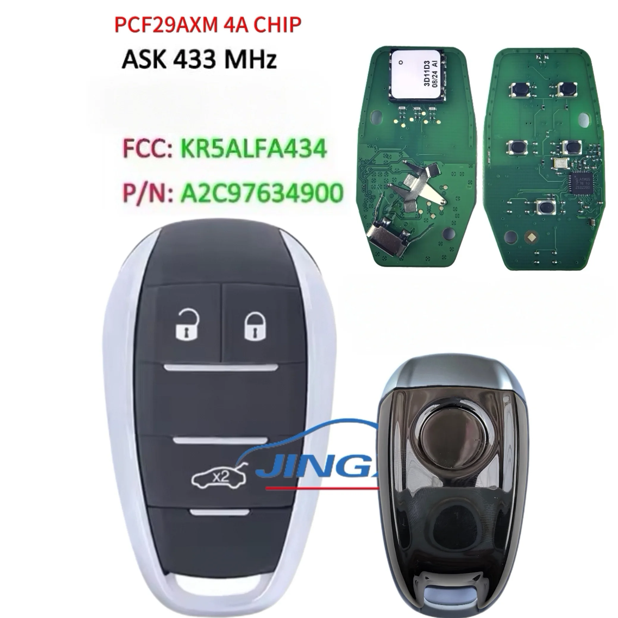 Jingxin 4A Chip A2C97634900 434MHZ Schlüsselloser Smart-Schlüssel 433MHz KR5ALFA434 Für 2015 2017 2019 2020 Alfa Romeo Giulia Stelvio 3/5BT – Detail 10
