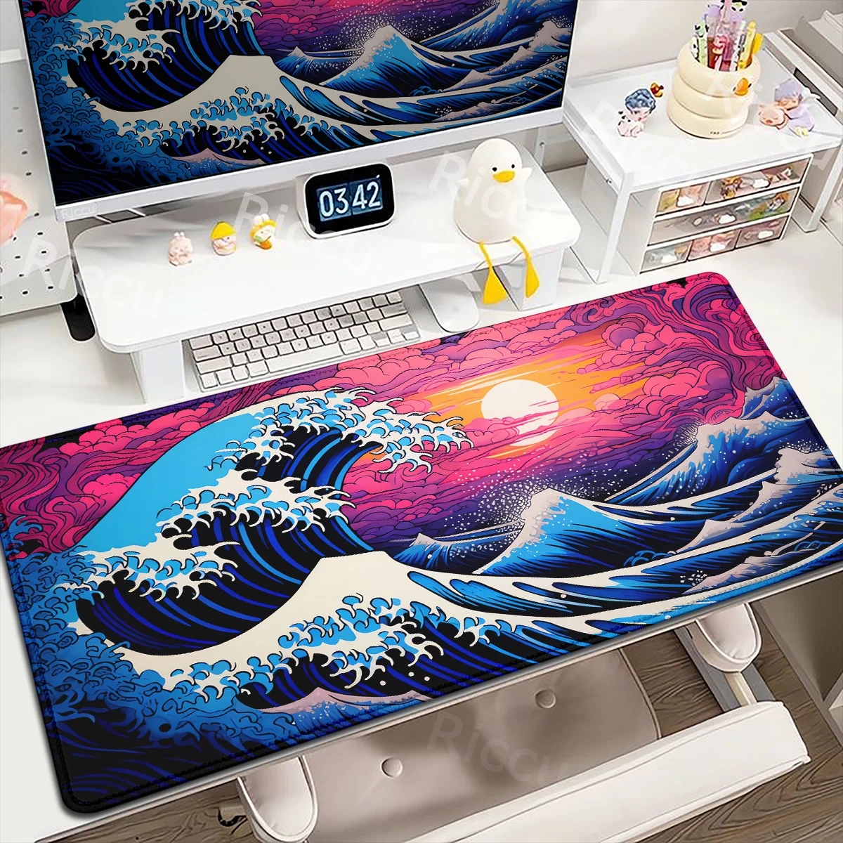 Japan Great Wave Keyboard Deskmat Large Mouse Pad Art Mause Pad XXL Computer Gamer Keyboard Non-slip Mice Pad Gaming Accessories