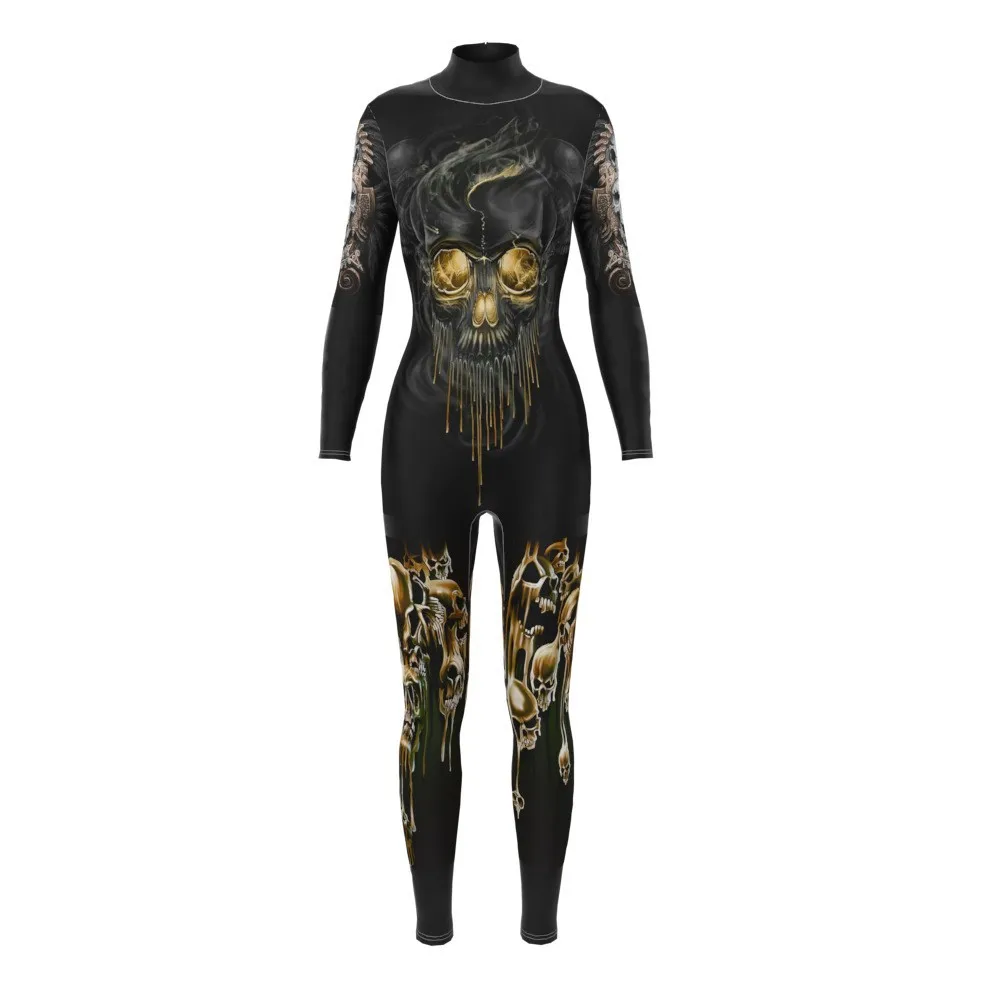 Spring and Autumn Women's Bodysuit Long Sleeve Casual Cosplay Costume Set 3D Printing Ladies One-Piece Zentai Catsuit Jumpsuits