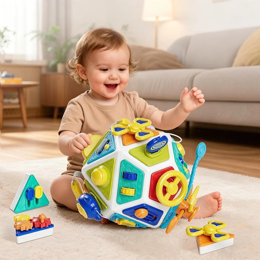 

22-in-1 Baby Busy Board Activity Cube Toys Montessori Toy Educational Learning Sensory Travel Toys for Infant Christmas Gifts