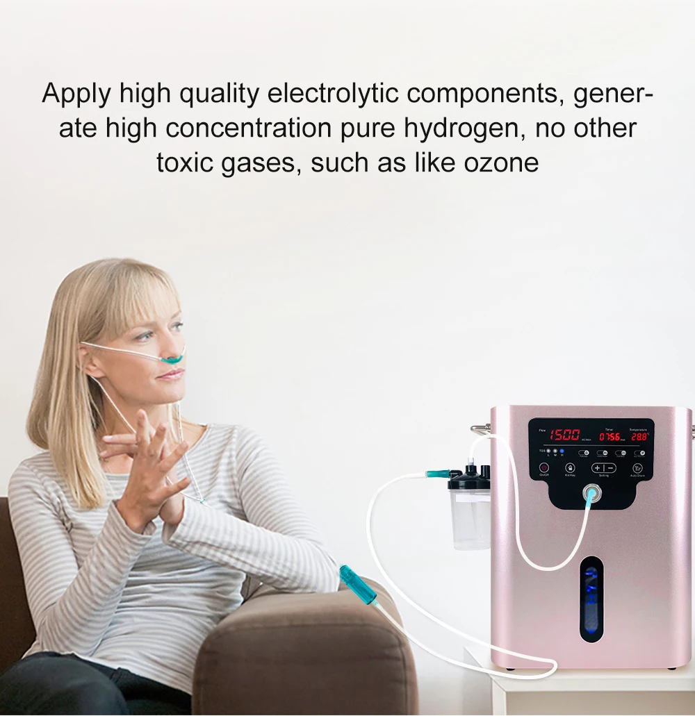 

1500ml/min Oxyhydrogen Gas Generator Inhalation Therapy Machine 99.99% High Purity H2 Low Noise Hydrogen Inhaler