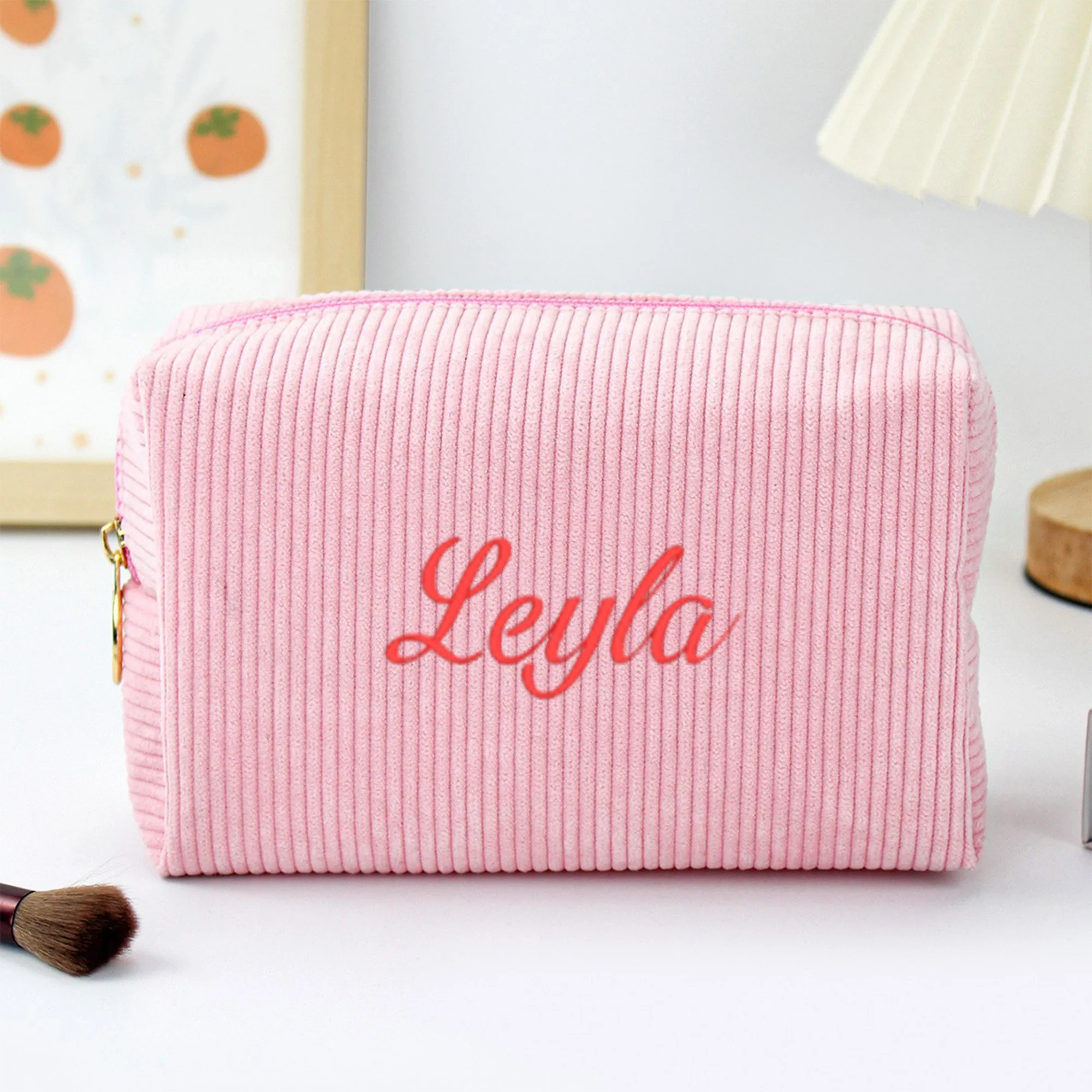 

Personalized Customization Name New Corduroy Large Capacity Travel Portable Makeup Bag Wedding Gift Toiletry Bag Storage Bag