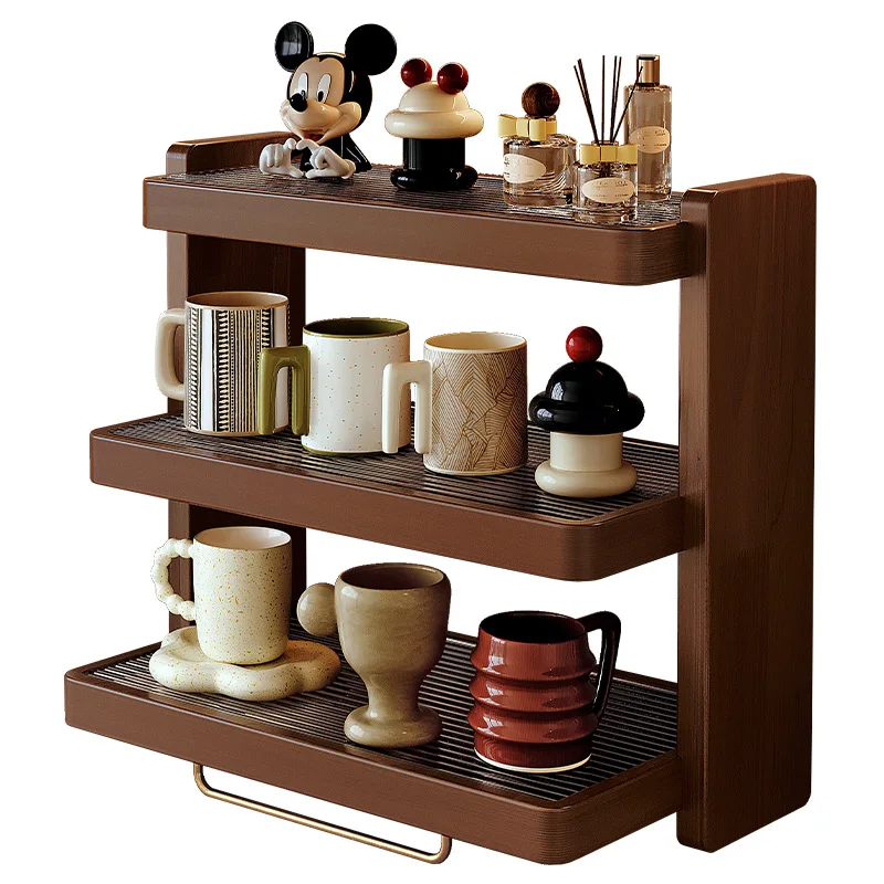

Solid wood cup holder Countertop cup storage rack Acrylic water rack Teacup coffee desktop rack