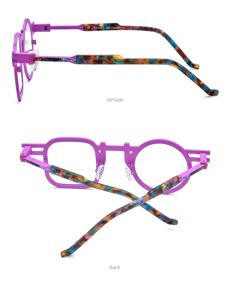 FONEX Reines Titan Brille Rahmen Männer 2025, Neue Mode Marke Design Quadrat Runde Brillen Frauen Retro Japanische Brillen 85924 – Detail 7