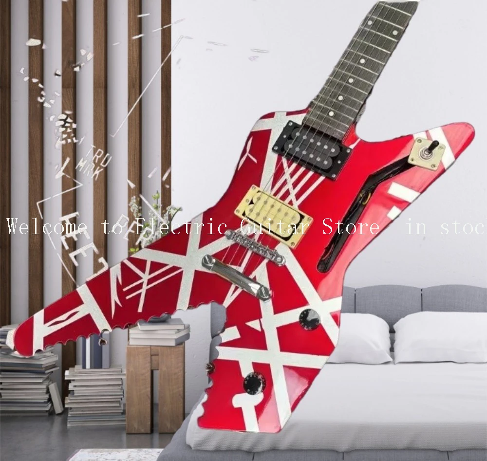 hot 6-String Striped Irregular-Shaped Electric Guitar with Hh Pickup, 2 Knobs, Low-Noise Circuit Guitars. a Distinctive #ASP6542