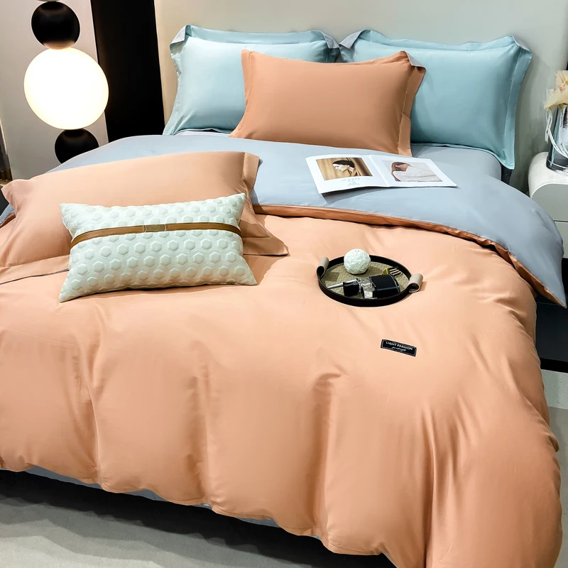 

Drop Shipping 40s 100% Cotton Bed Sheet Friendly Four Piece Flat Sheet Duvet Cover Sets with Pillow Slip