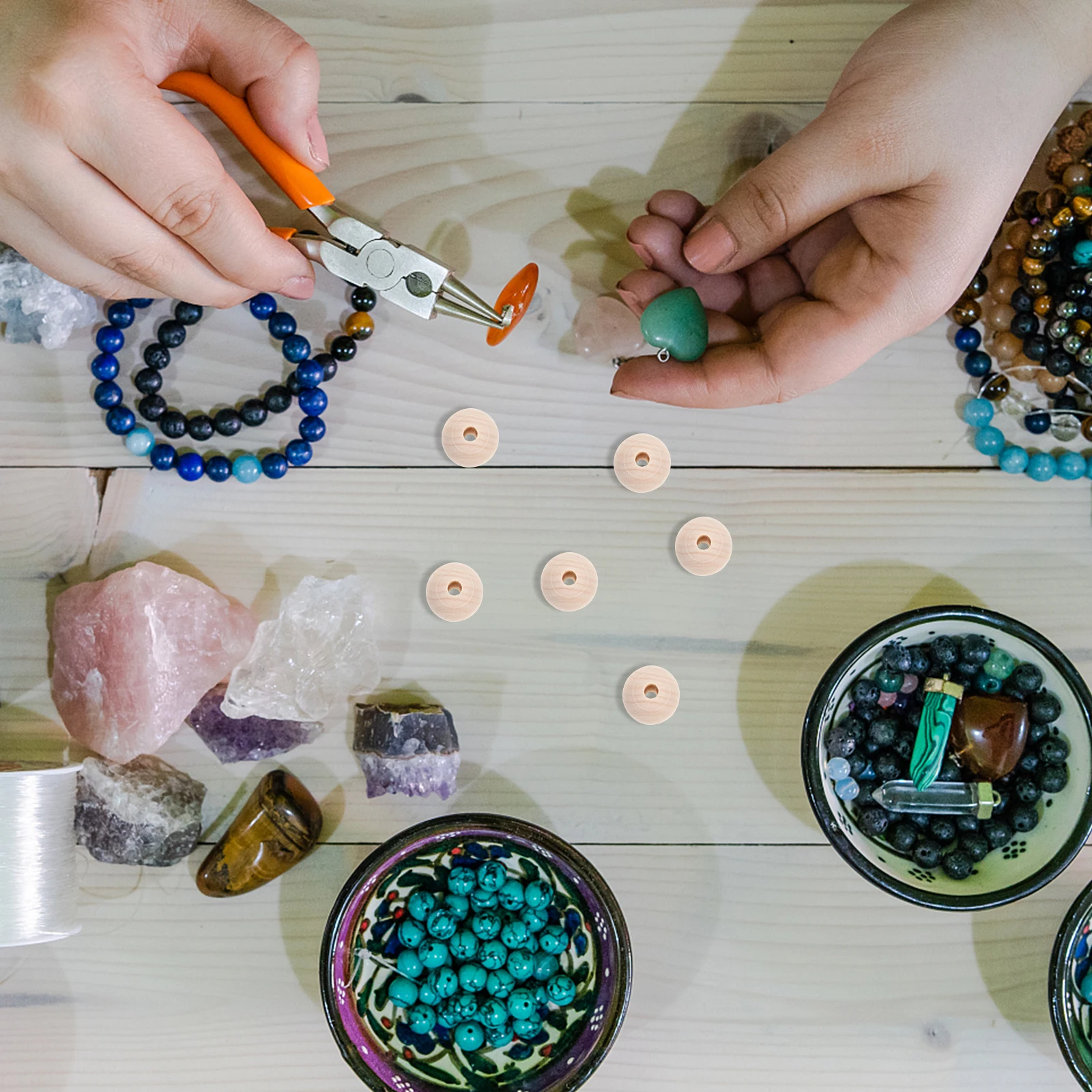 

150pcs Natural Wood Beads Round Spacer Unfinished Crafts DIY Rustic Wooden Bead Projects Bracelets Necklaces Decorations