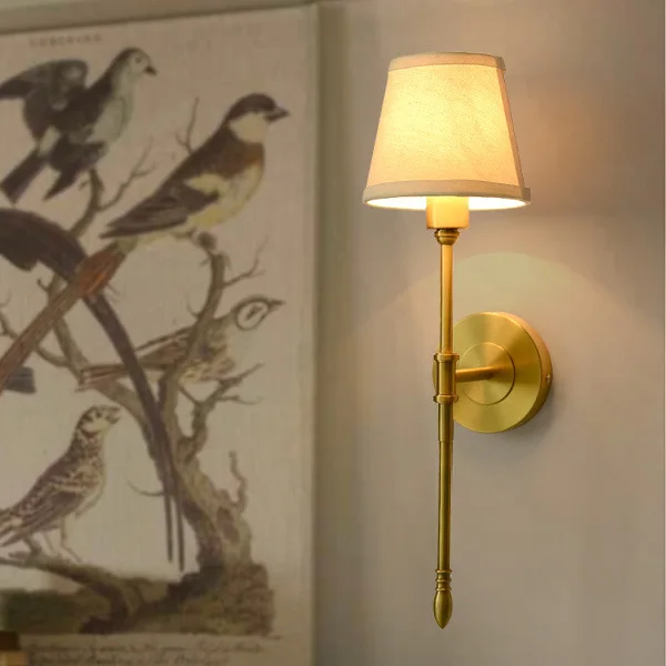 American style, all copper, wall lamp, bedroom, bedside, mirror, simple