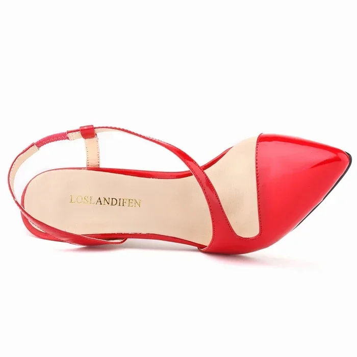 الصيف النساء الصنادل مثير ملهى ليلي فستان مضخات أشار تو الخناجر عالية الكعب السيدات واحدة نمط جديد أحذية الزفاف الحمراء