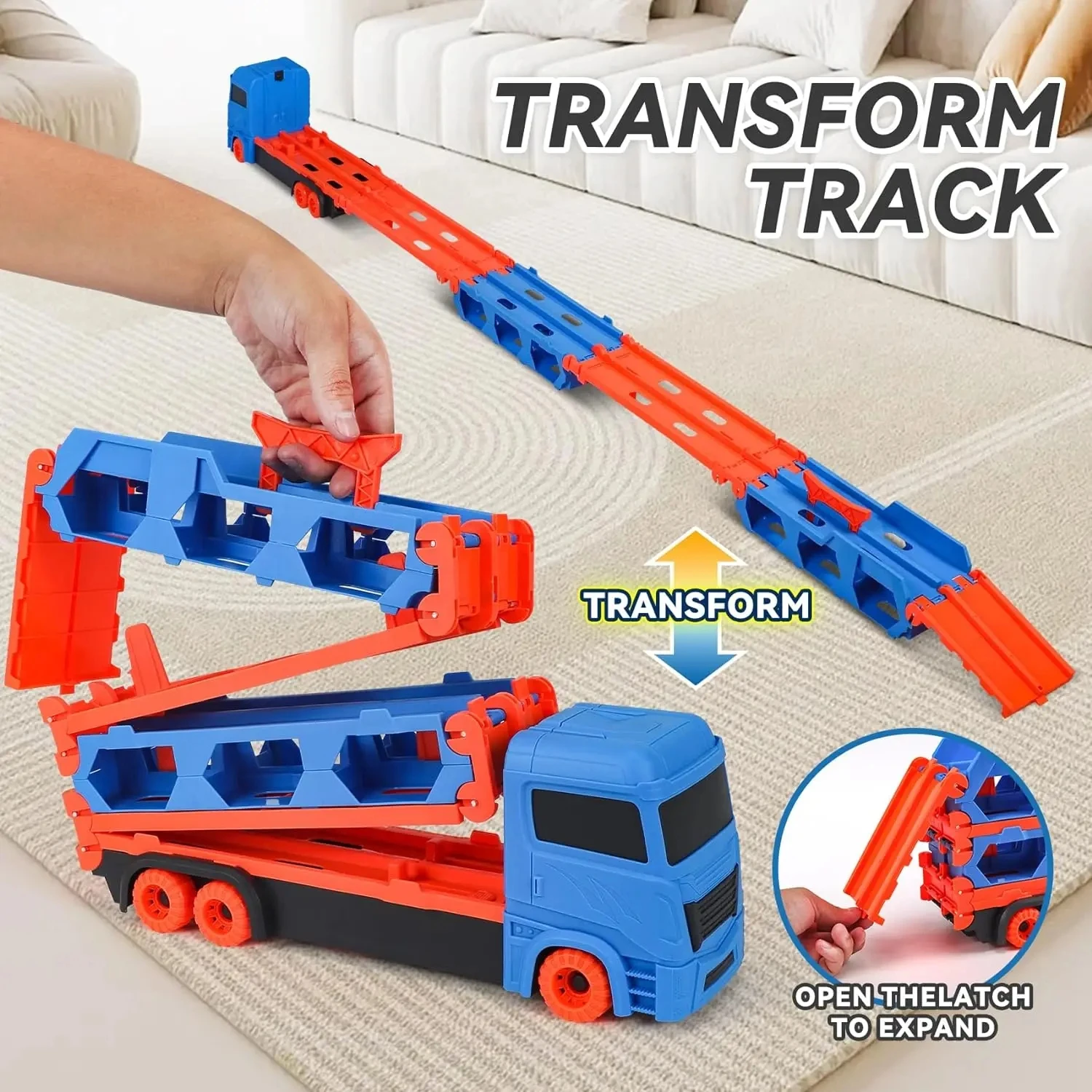 Kids Truck Transporter Ejection Car Folding Track Racing Alloy Vehicle Competitive Games Storage Boy Toy Children Novel Gift