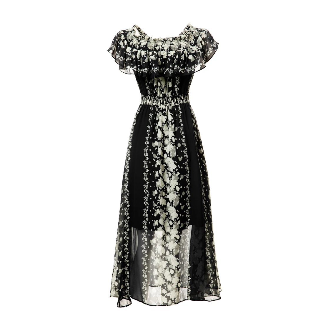 فساتين نسائية مائل العنق وأكمام قصيرة مطبوعة الأزهار شارع العليا مصمم منتصف فيستدوس #6