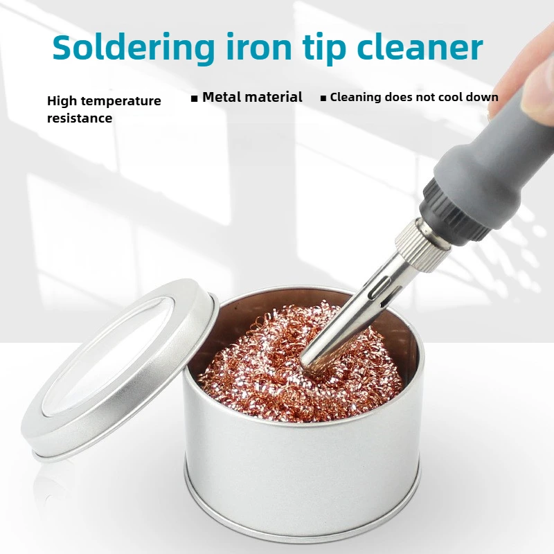 Cleaning Ball Desoldering Soldering Iron Mesh Filter Cleaning Nozzle Tip Copper Wire Cleaner Ball Metal Dross Box Clean Ball